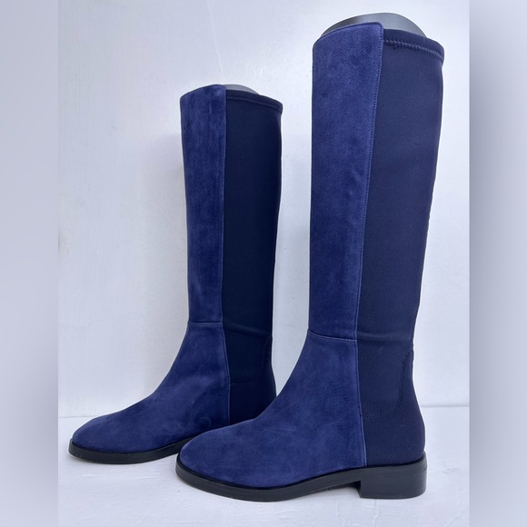 NWOB STUART WEITZMAN Greer City knee high Suede Navy Boots, Size 5 - Picture 4 of 13